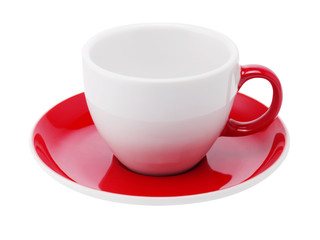 weiße Tasse mit rotem Rand