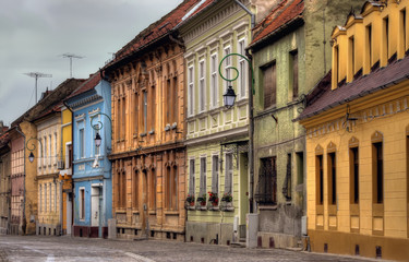 colorful medieval houses in Romania