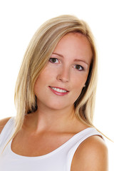 blonde Frau mit Sommersprossen