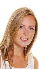 blonde Frau mit Sommersprossen