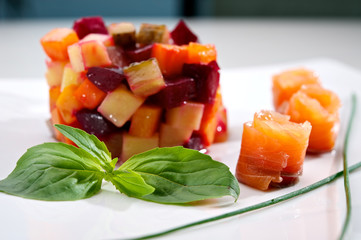 Vinaigrette salad with salmon
