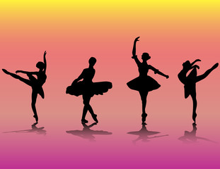 Obraz na płótnie Canvas Ballerinas with background - vector