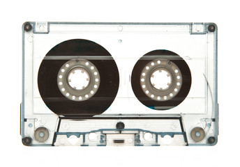 Fototapeta premium Transparent old audio cassette isolated on white