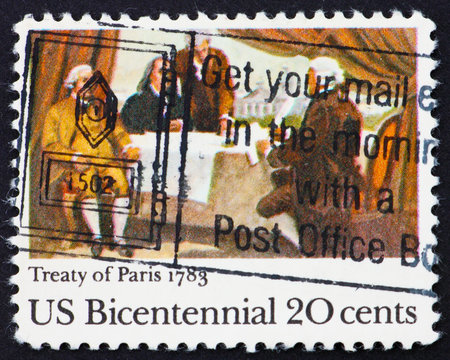 Postage stamp USA 1983 Signing of Treaty of Paris 1783