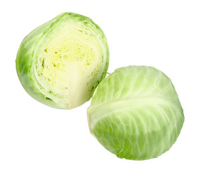 Group of full and cross green cabbage
