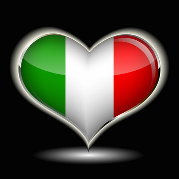a heart with the flag of italy isolated on a black background