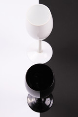 black and white cup over black and white background