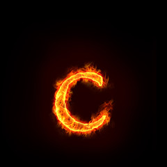 fire alphabets, small letter c