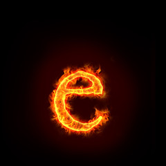 fire alphabets, small letter e