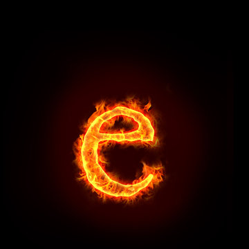 fire alphabets, small letter e