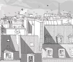 Poster Im Rahmen Frankreich - Pariser Dächer © Isaxar