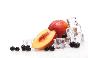 ice cube with fresh fruits