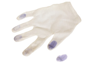 footprint of white gloves