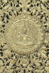 Fototapeta na wymiar Pattern of National Thai art on wood carving