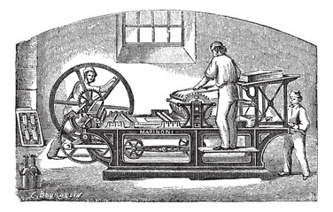 Marinoni  printing press vintage engraving