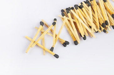 Matches on a white background