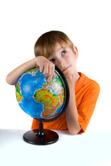 Boy with globe