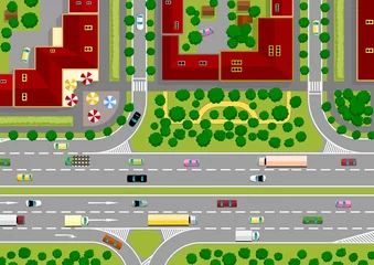 Deurstickers Stratenplan snelweg in de stad