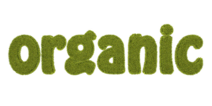 organic written with grassy