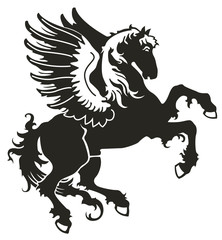 Horse with wings in the form of a heraldic sign