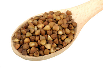 buckwheat in a wooden spoon