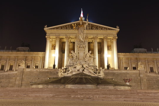 Austrian Parliament in Vienna at night