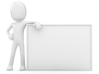 3D Render of a Man with blankboard