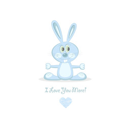 Blue love rabbit, vector illustration