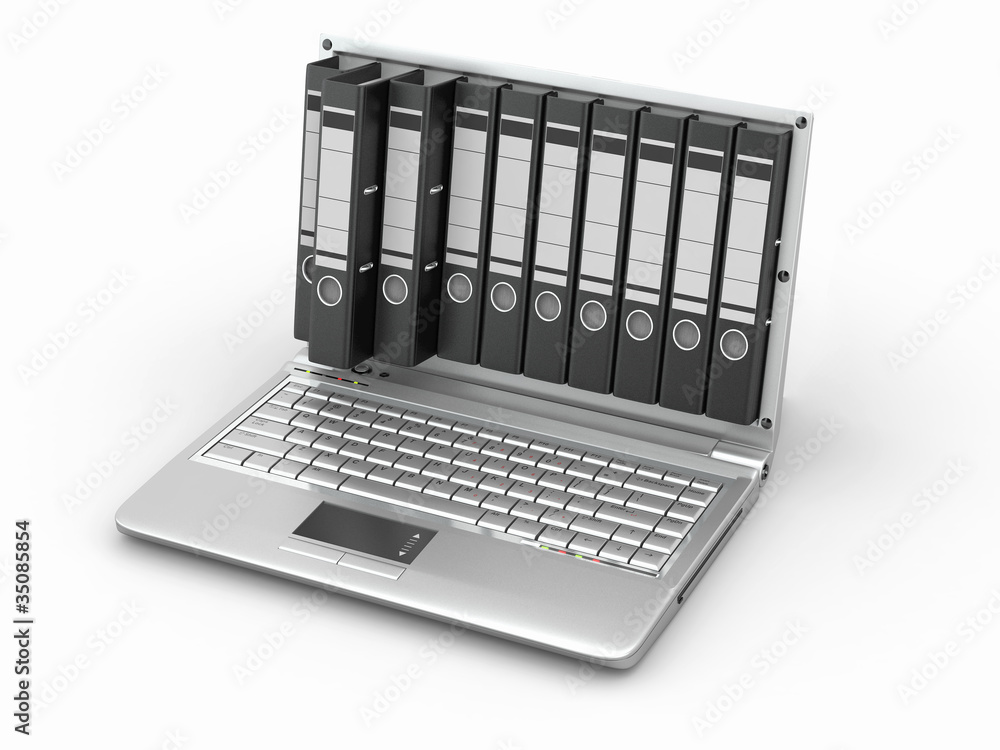 Poster Archive. Laptop with folders instead of the screen