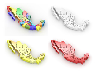 Three-dimensional map of Mexico