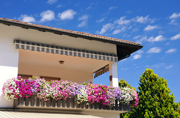balcony with flowers