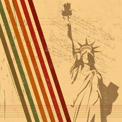 Fototapeta na wymiar the vector retro Statue of Liberty background