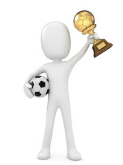 3D Render of a with Soccer Ball and Trophy