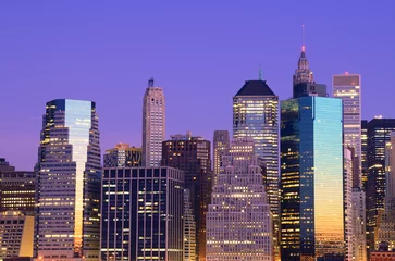 Crédence de cuisine en verre imprimé New York Lower Manhattan Skyline during Early Dawn