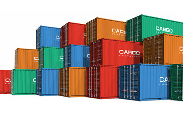 Fototapeta premium Stacked color cargo containers
