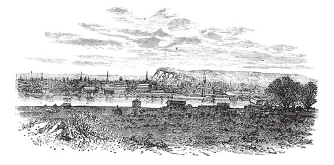 Newhaven in East Sussex, England, UK, vintage engraved illustrat © Morphart