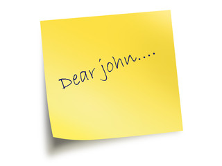 Yellow Post It Note With The Text Dear John