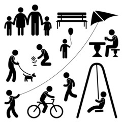 Man Family Children People Garden Park Activity Symbol Pictogram