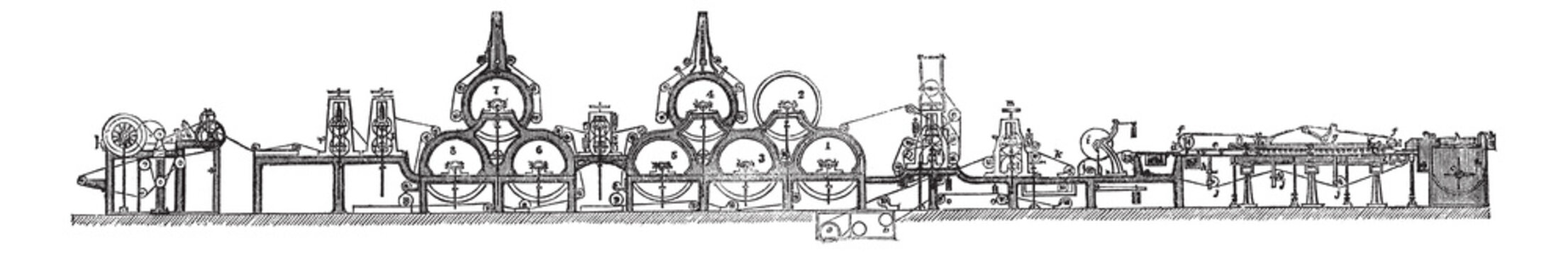 Fourdrinier Machine, vintage engraving