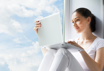 working in a laptop