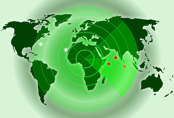 Mapa del mundo con radar