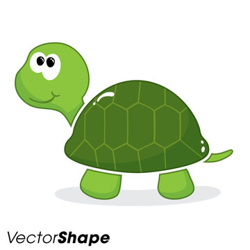 Happy little cartoon turtle vector illustration