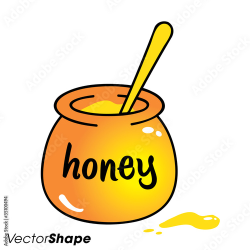 "Cartoon drawing of a honey pot with spoon" Imágenes de ...