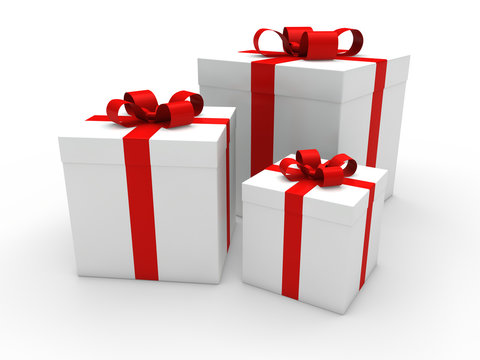 3d gift box red white