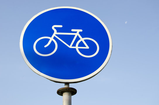 Road sign bicycle path.