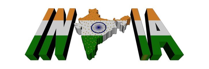 India map text with flag and population illustration