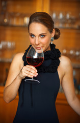 attractive woman with wine