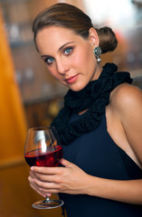 attractive woman with wine