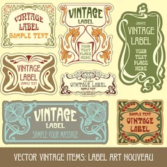 Papier Peint photo autocollant Poster vintage vector vintage items: label art nouveau