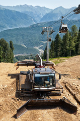 Construction machinery in the mountains